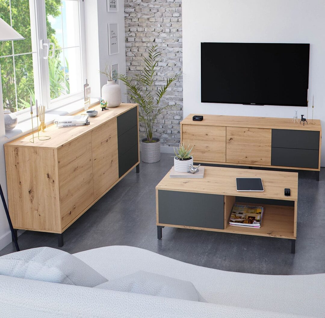Mesa Centro Brooklyn Style Gris Roble - Imagen 6