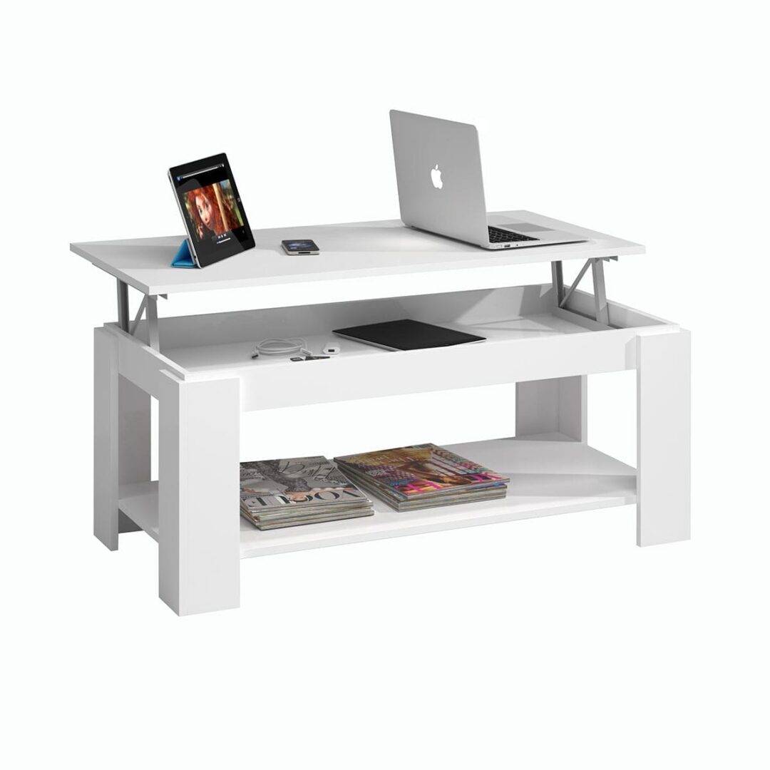 Mesa Centro Elevable Flow Blanca