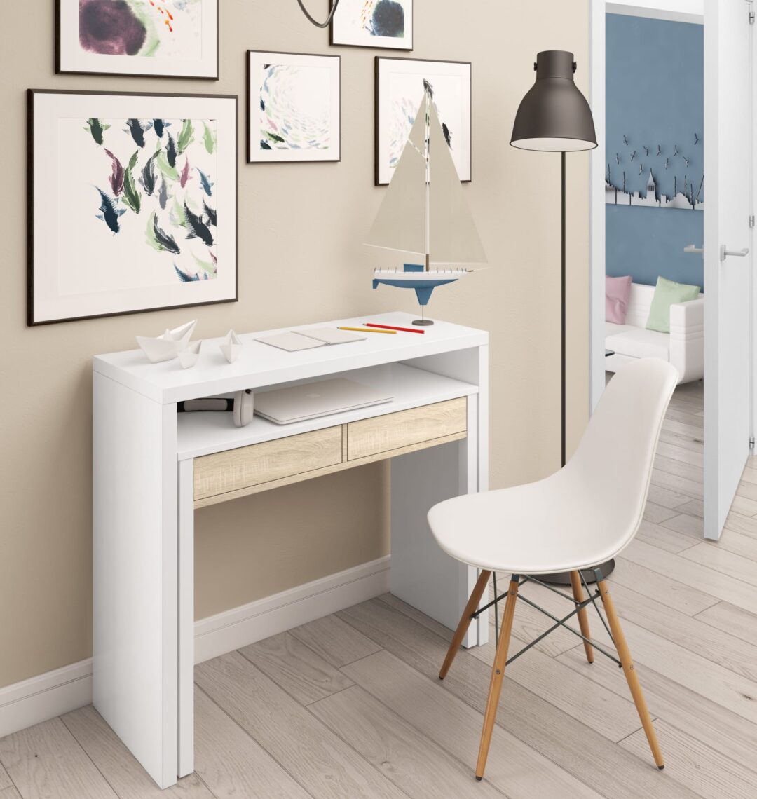 Escritorio Plegable Blanco Roble - Imagen 7