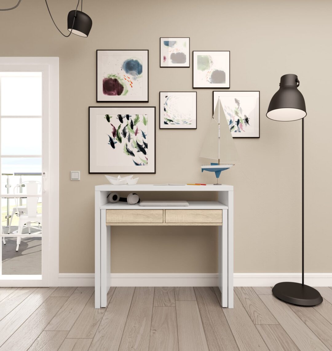 Escritorio Plegable Blanco Roble - Imagen 2