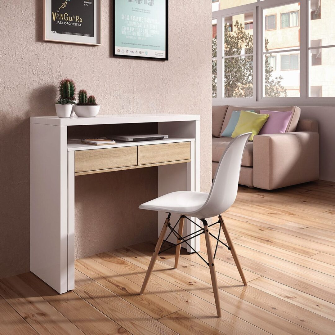 Escritorio Plegable Blanco Roble