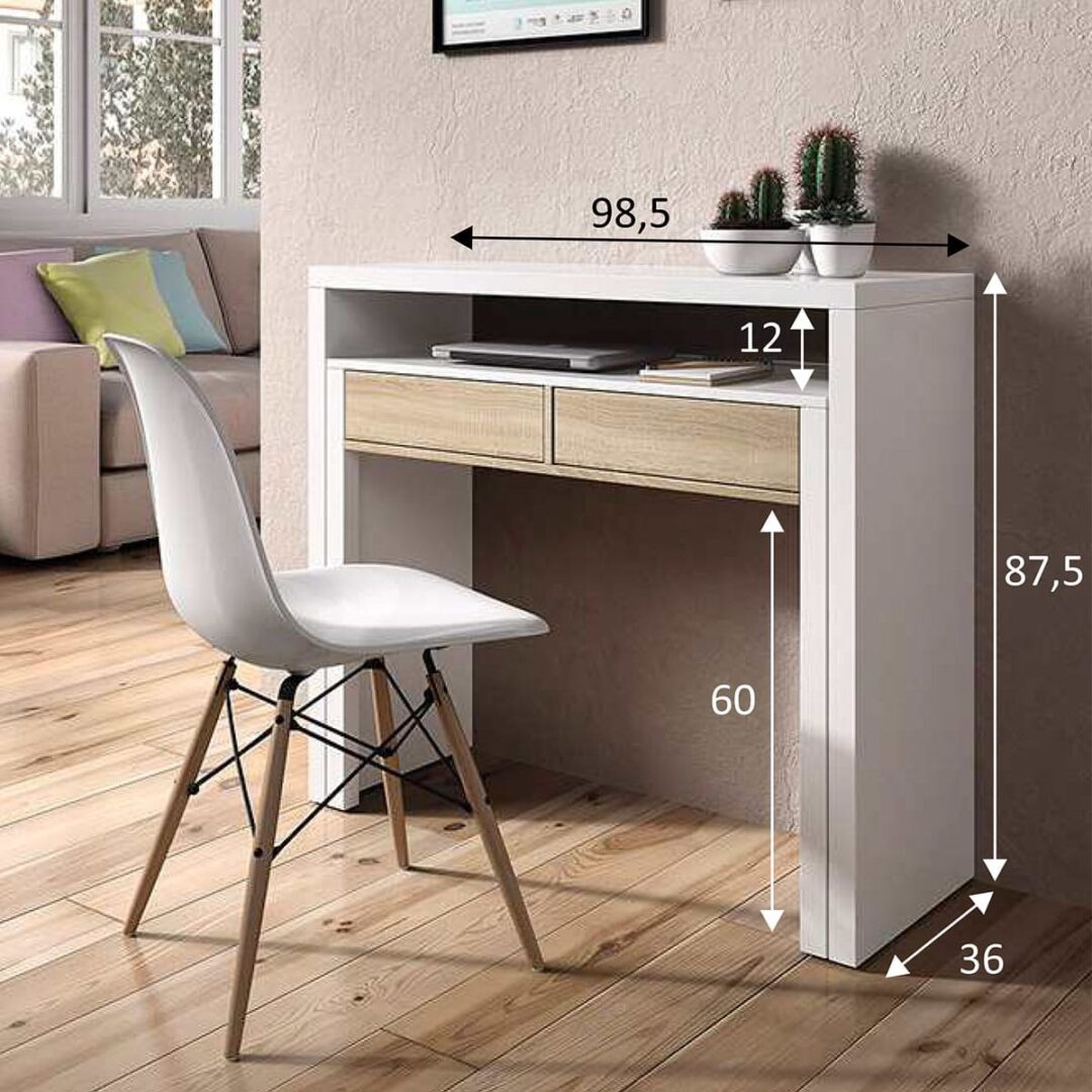 Escritorio Plegable Blanco Roble - Imagen 6