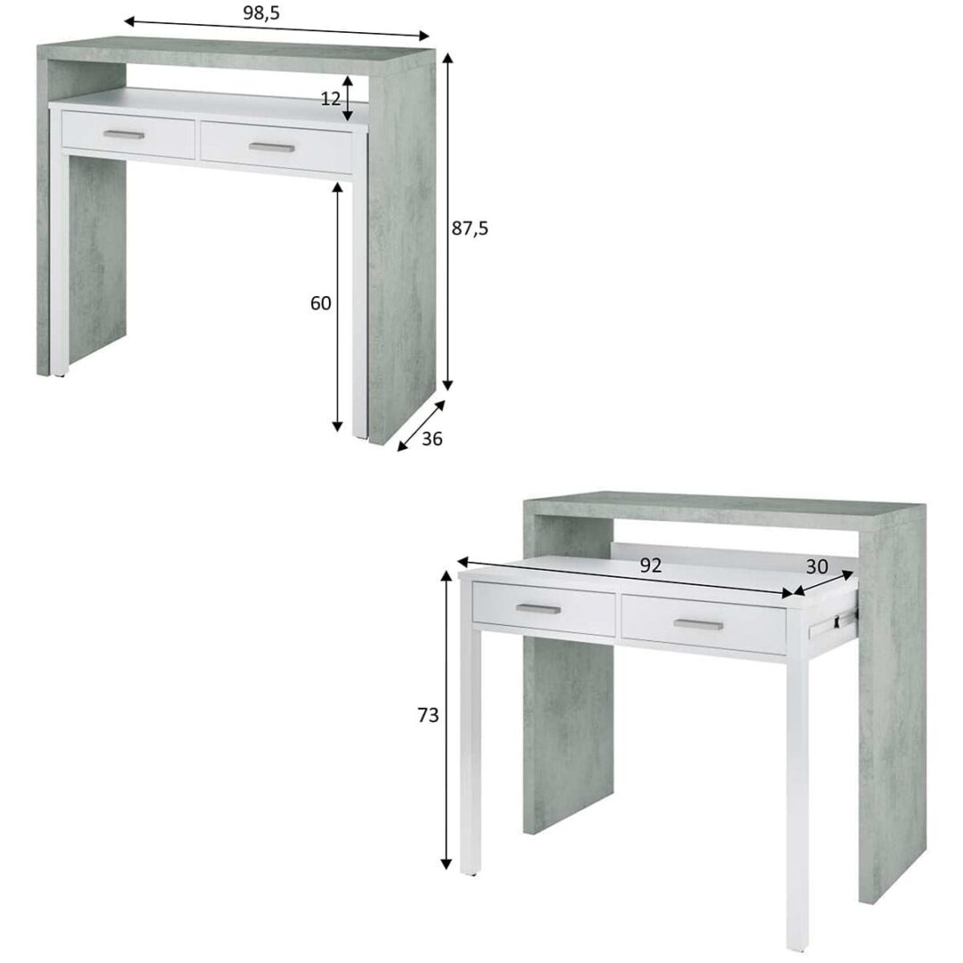 Escritorio Plegable Blanco Cemento - Imagen 4