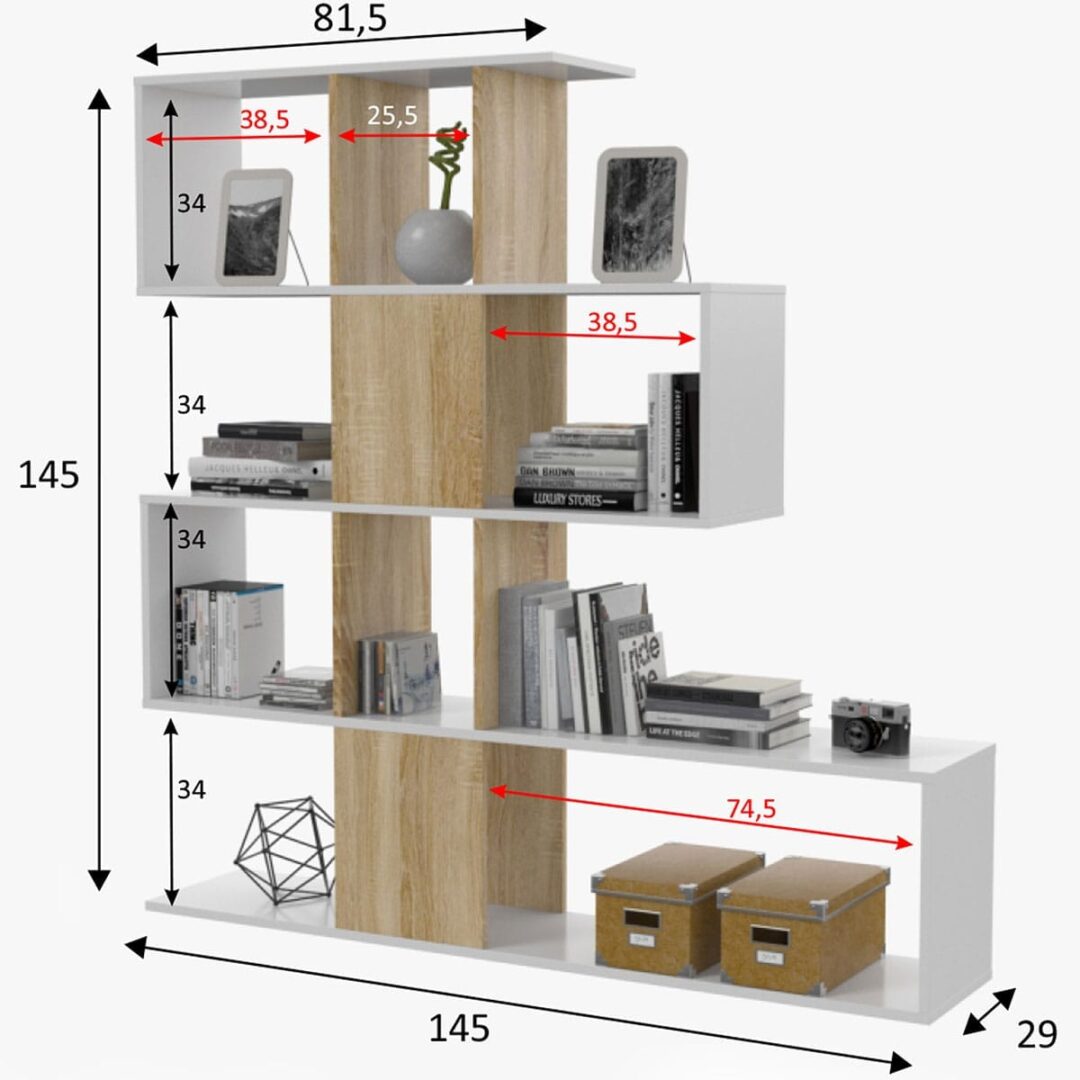 Estantería Asimétrica Blanco Roble - Imagen 3