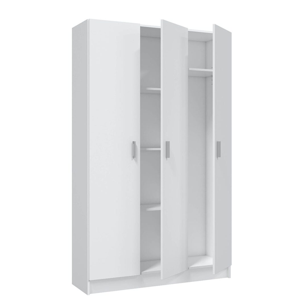 Armario Multiusos Escobero 3 Puertas – 109x180 cm Blanco, Gran Capacidad