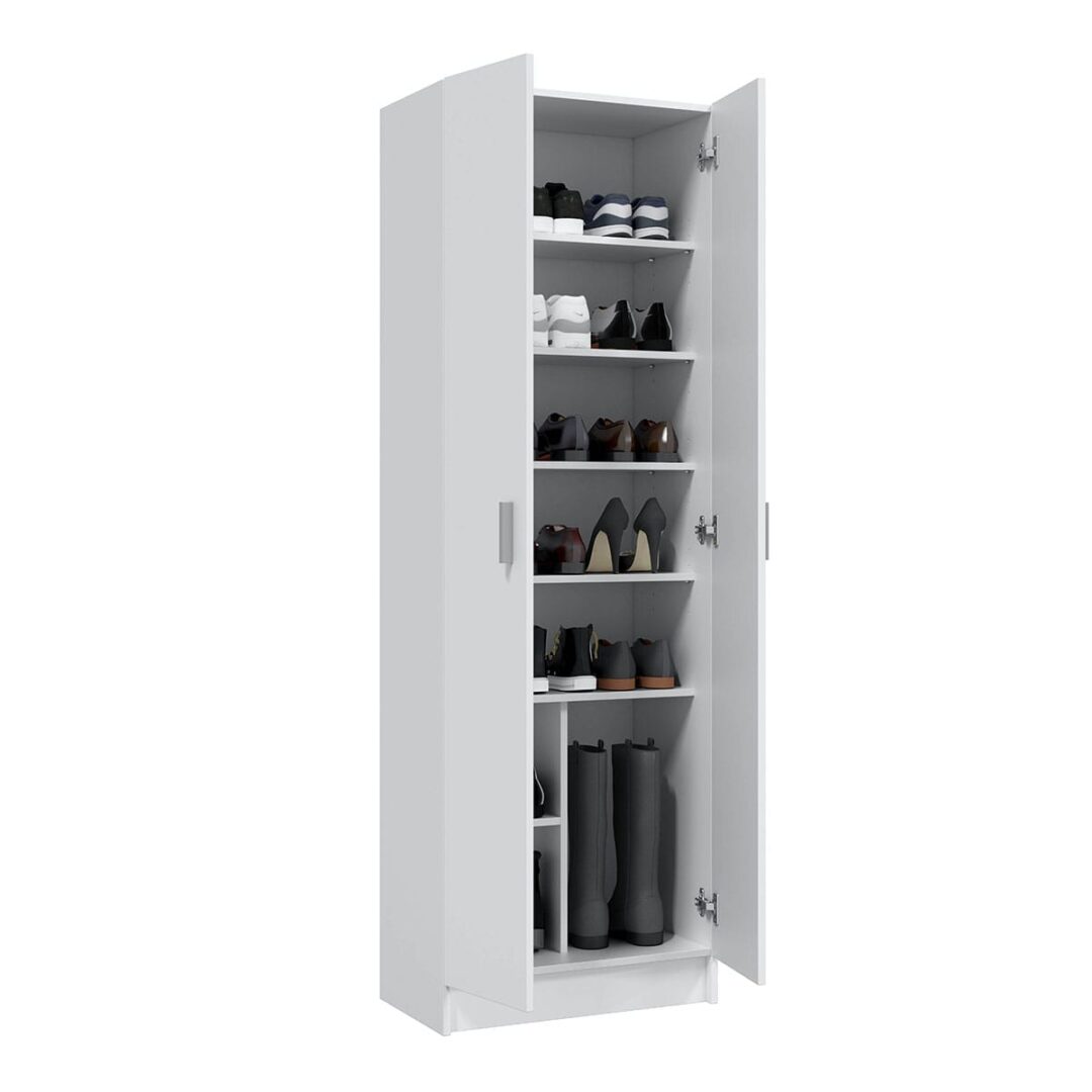 Armario Multiusos 59x180 cm Blanco – Con Hueco para Aspiradora y Estantes Regulables - Imagen 2