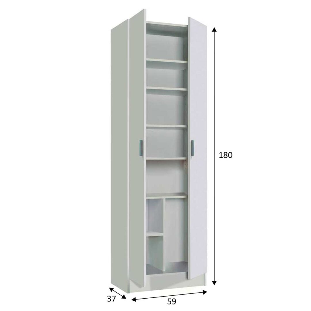 Armario Multiusos 59x180 cm Blanco – Con Hueco para Aspiradora y Estantes Regulables - Imagen 5