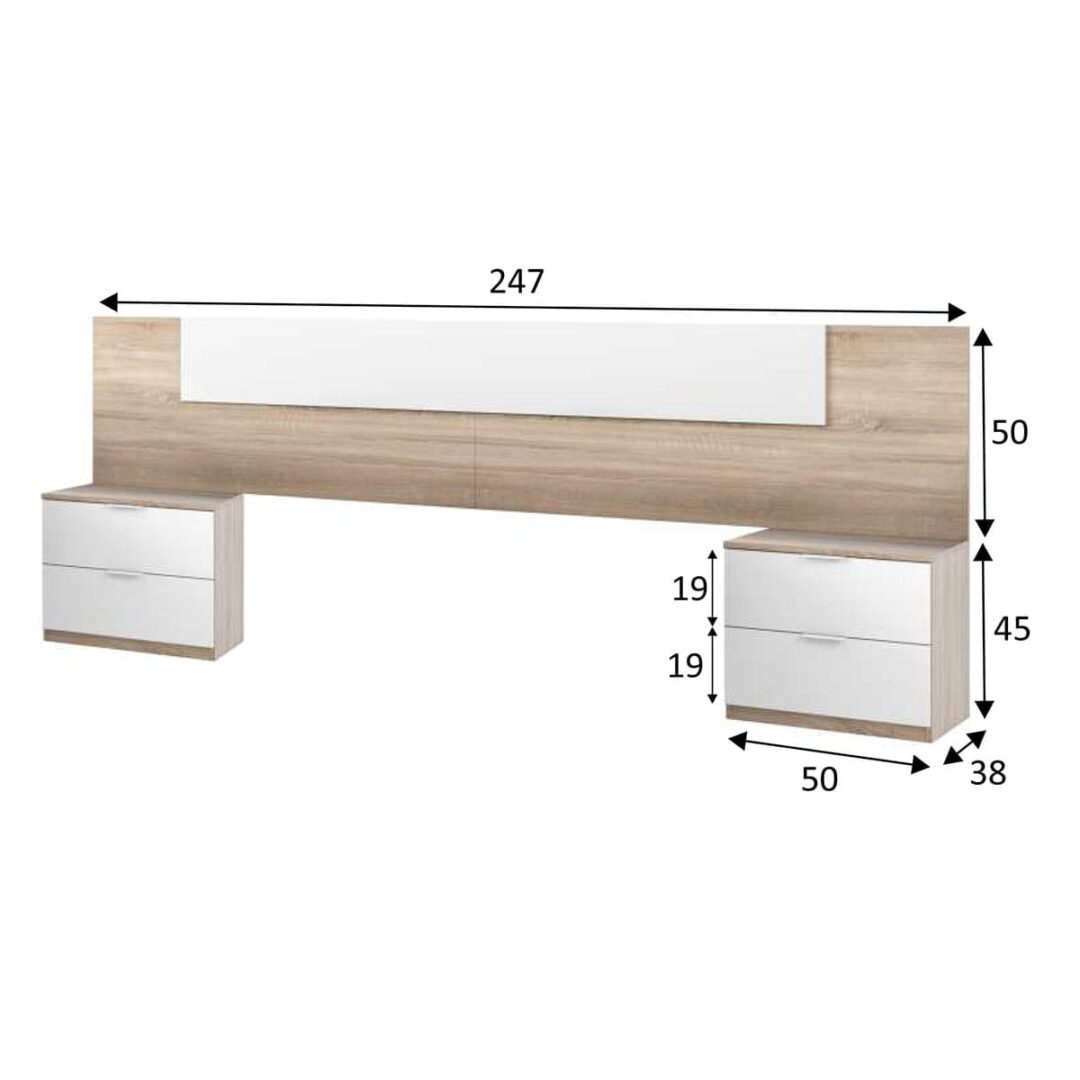 Cabecero Cama y 2 Mesitas Rayne - Imagen 6