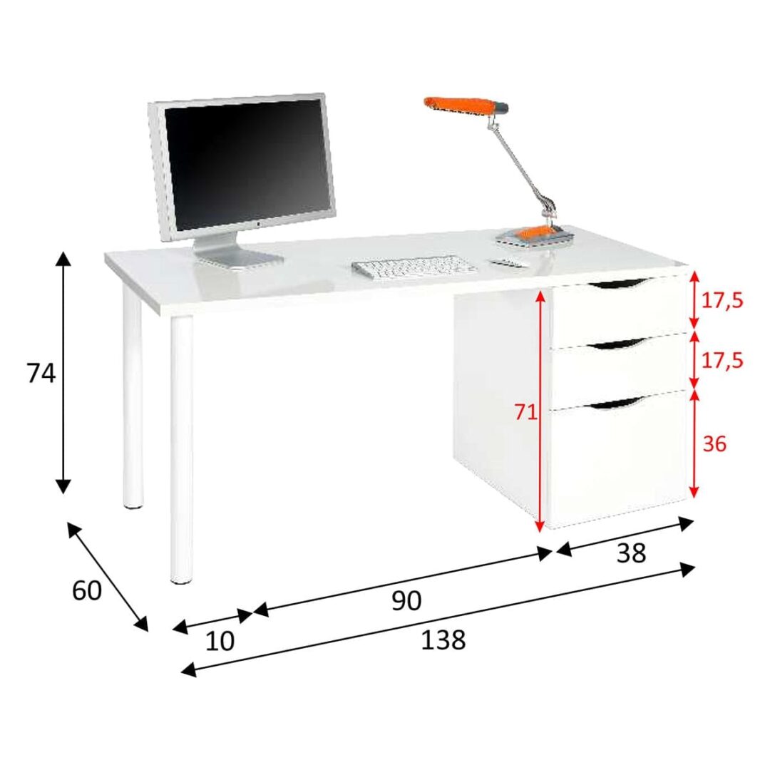 Escritorio Blanco Tres Cajones - Imagen 6