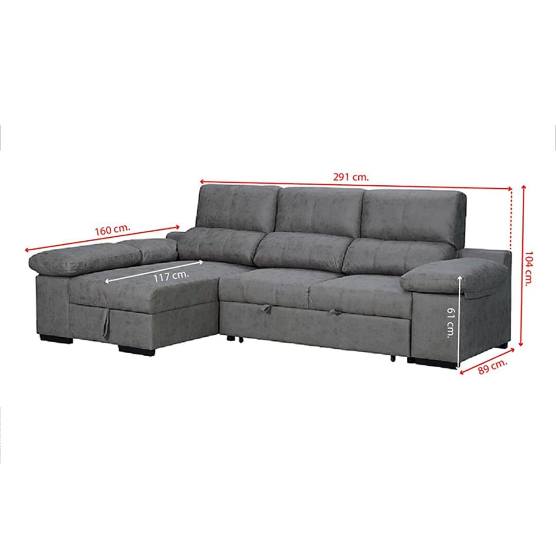 Sofá Chaise Longue convertible a Cama y Arcón - Huesca - Imagen 6