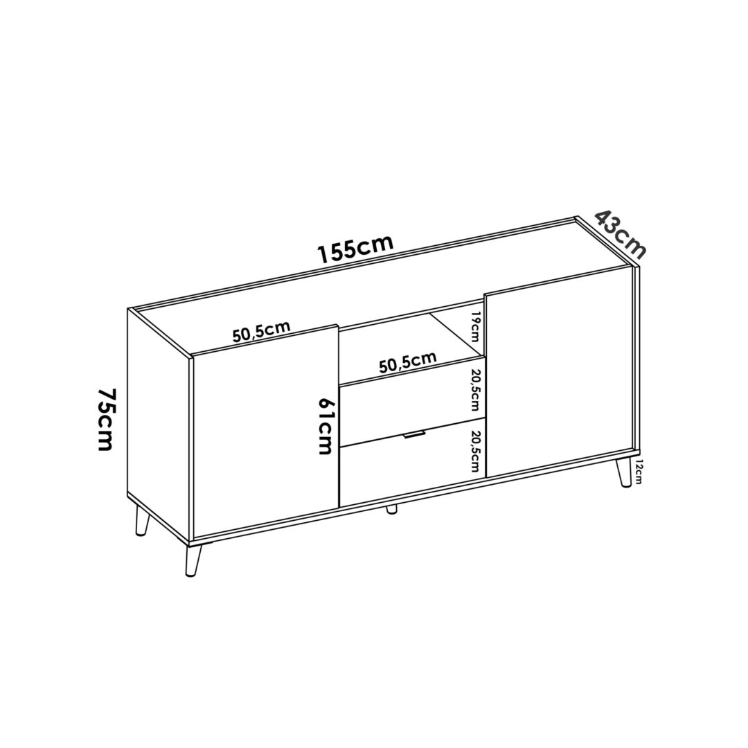 Pack Nova 1 - Mueble Aparador, Mesa de Comedor y Vitrina Alta - Imagen 9