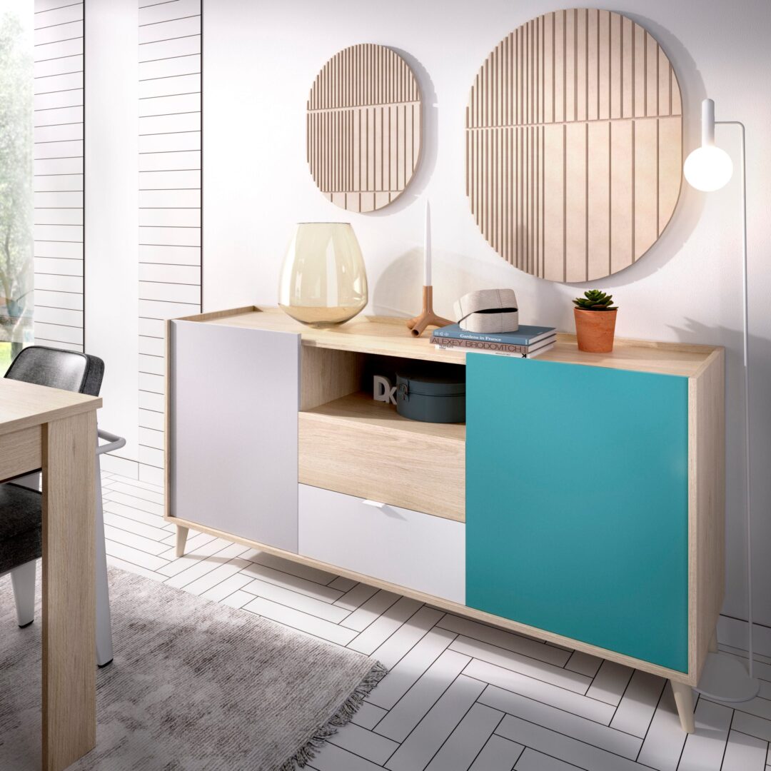 Pack Nova 1 - Mueble Aparador, Mesa de Comedor y Vitrina Alta - Imagen 8
