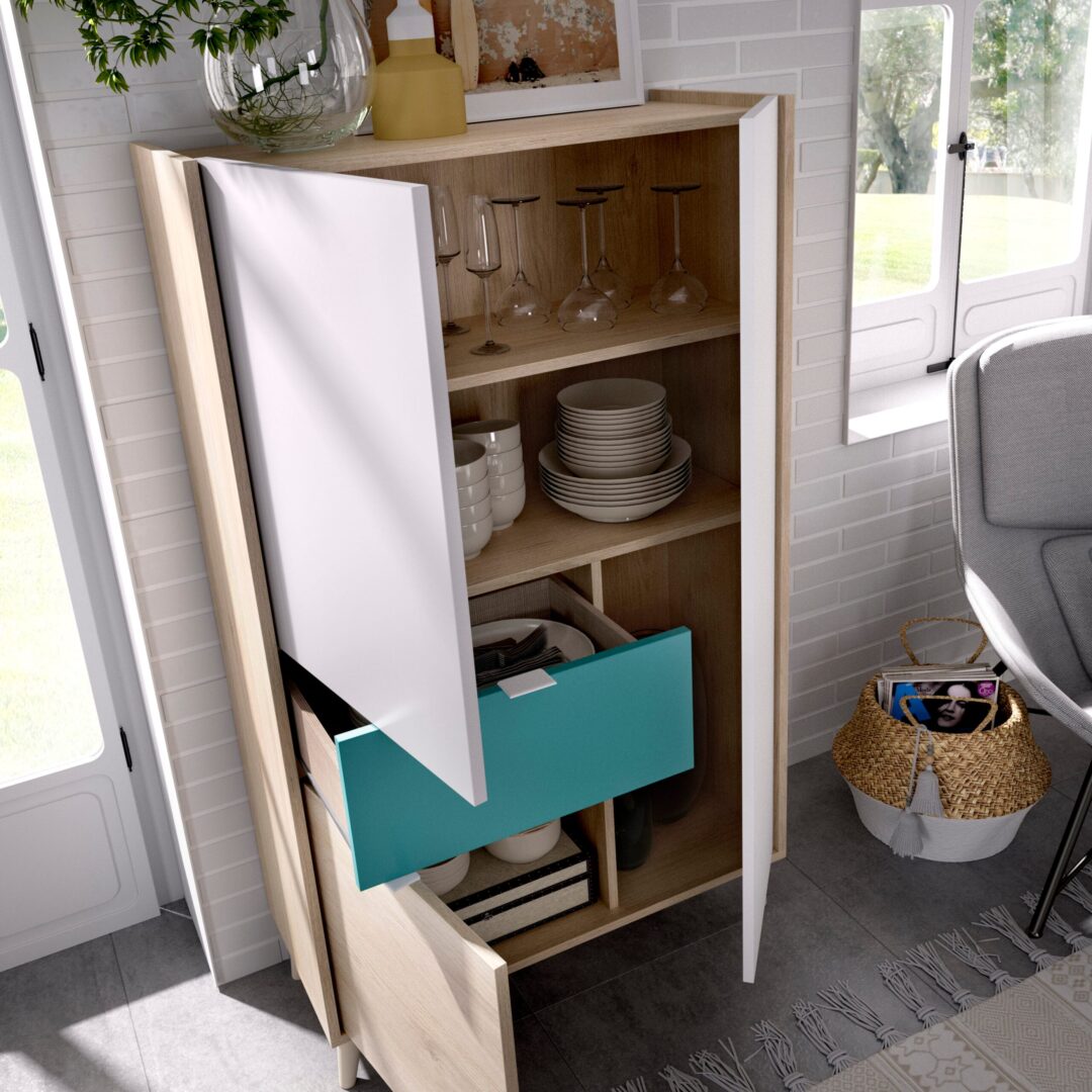 Pack Nova 1 - Mueble Aparador, Mesa de Comedor y Vitrina Alta - Imagen 2