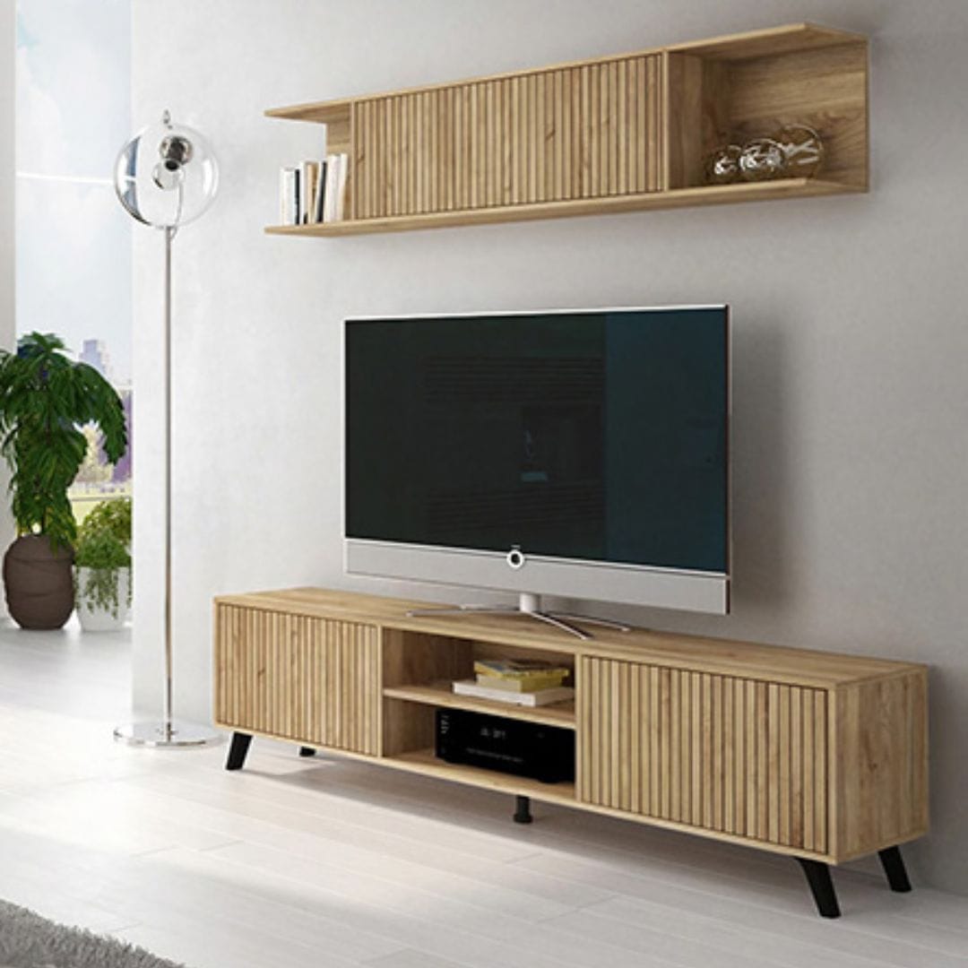 Conjunto de Salón mueble bajo TV y estante - Solana