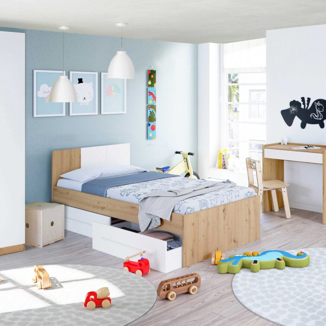 Habitación completa juvenil blanco roble Noah