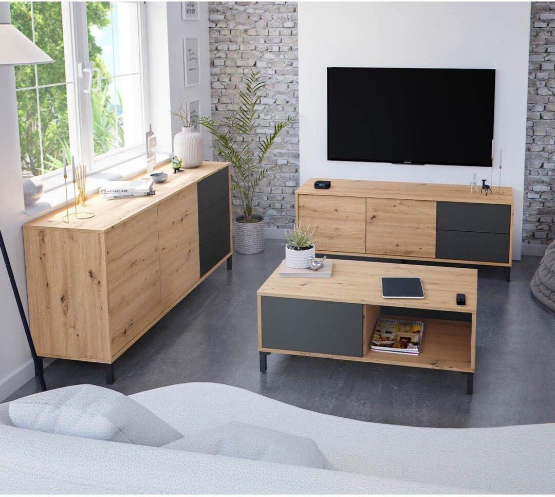 Pack salón estilo INDUSTRIAL URBAN PLUS roble y antracita - Imagen 2