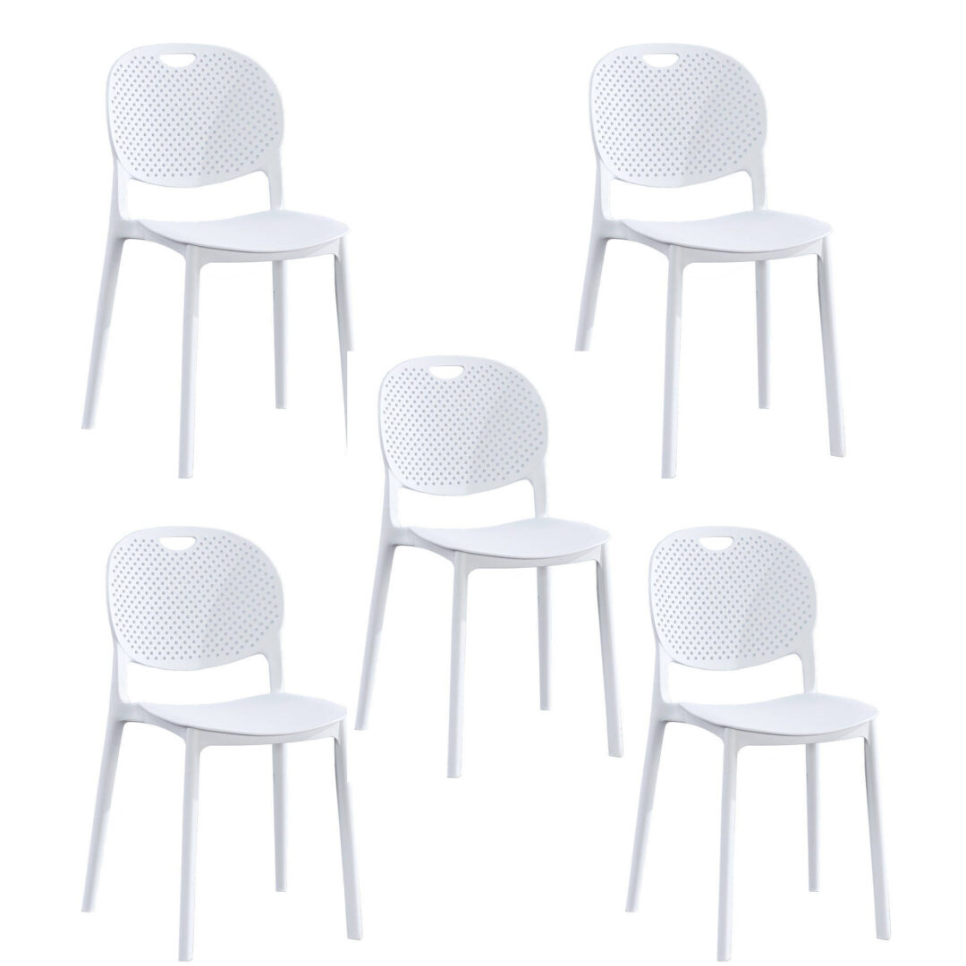 Pack 5 Sillas Cocina Color Blanco de plástico Polipropileno, Silla Exterior - Imagen 2
