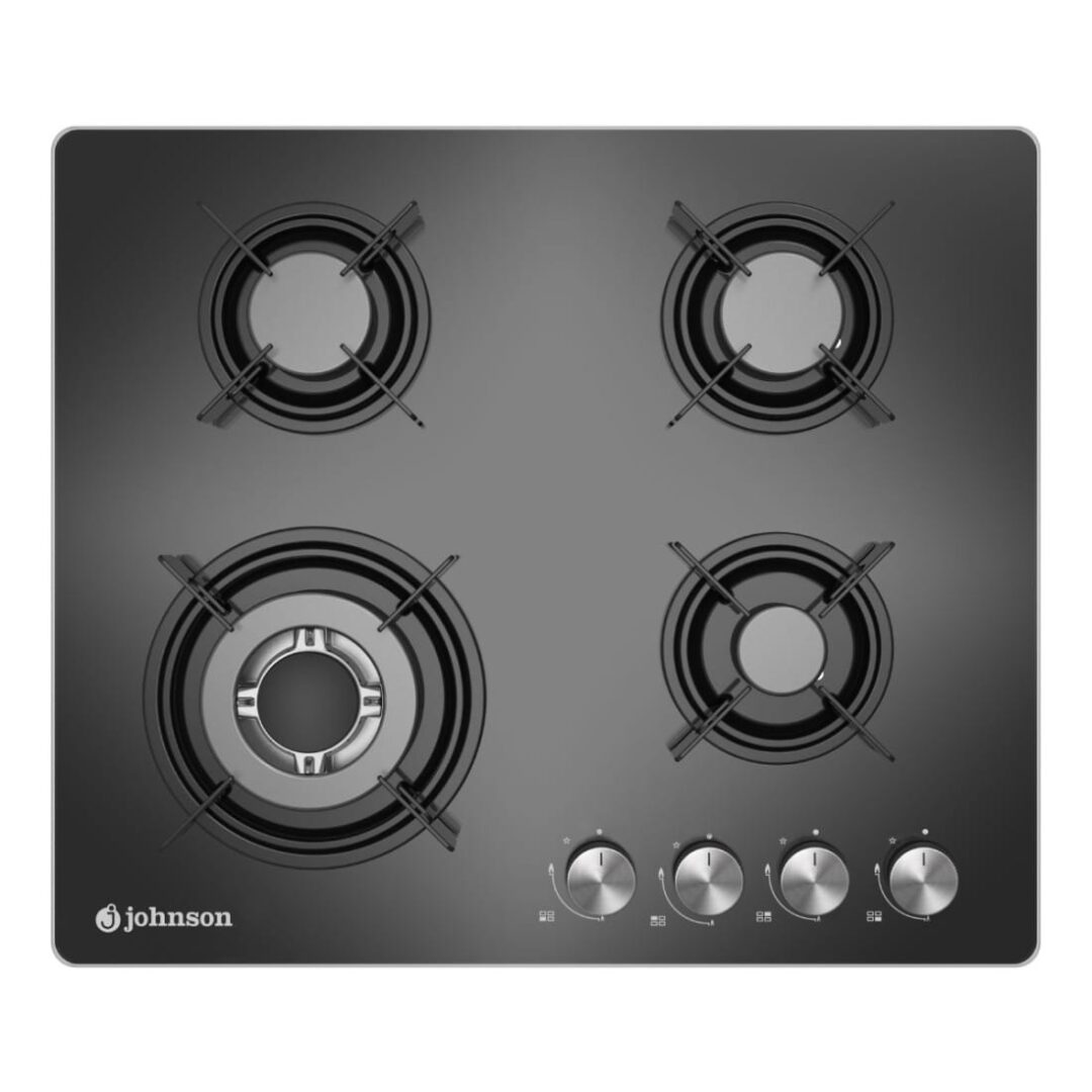 Encimera de Gas Cristal Negro de 60 cm con 4 Fuegos