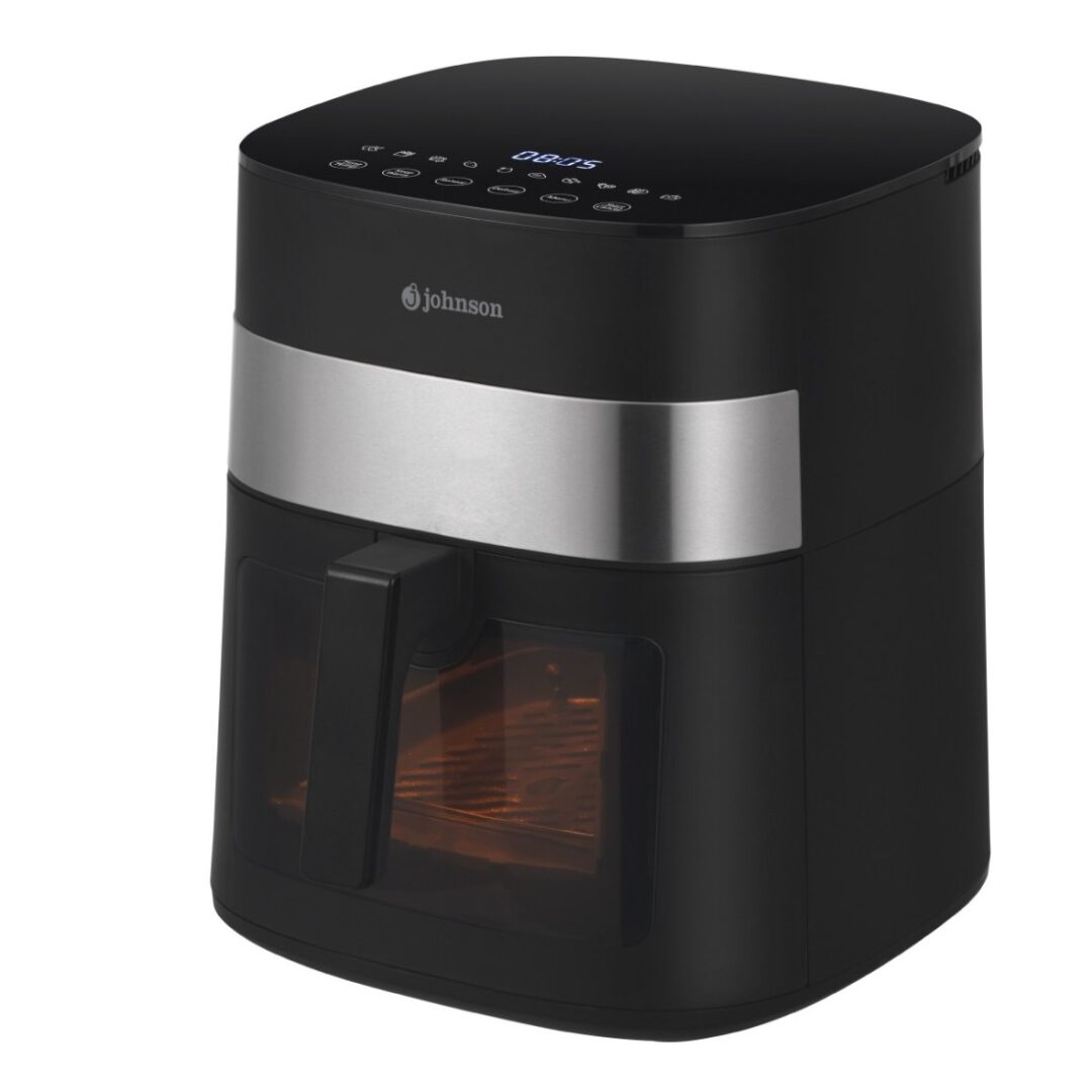 Freidora de aire Johnson 7L Negro e Inox – 1800W, con automenú y ventana de cocción