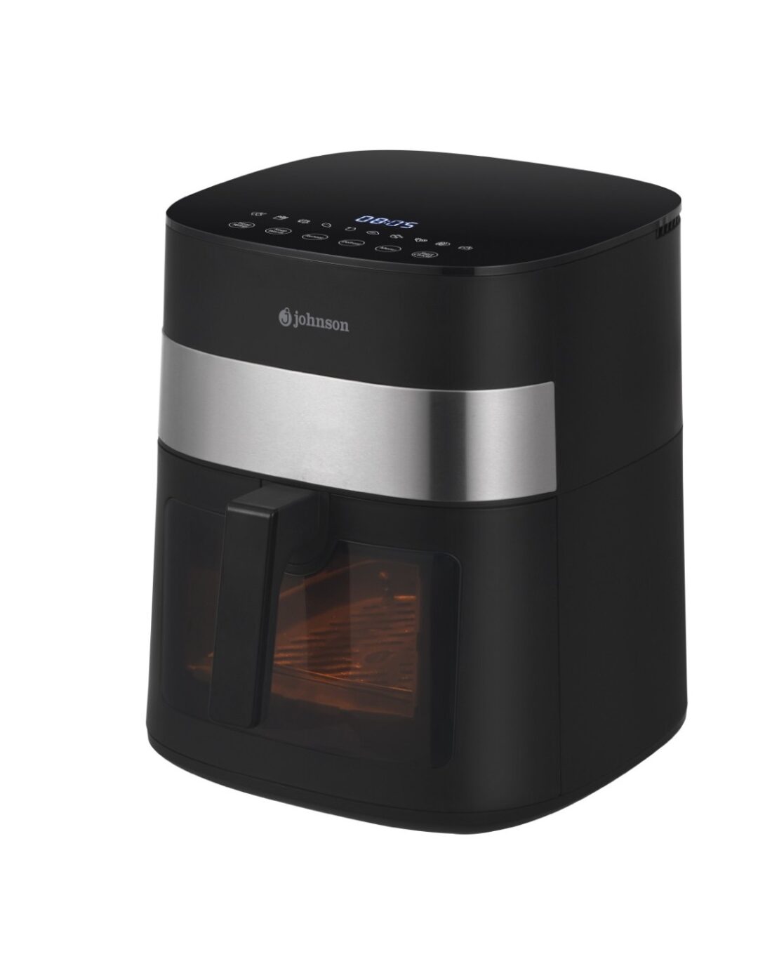 Freidora de aire Johnson 7L Negro e Inox – 1800W, con automenú y ventana de cocción