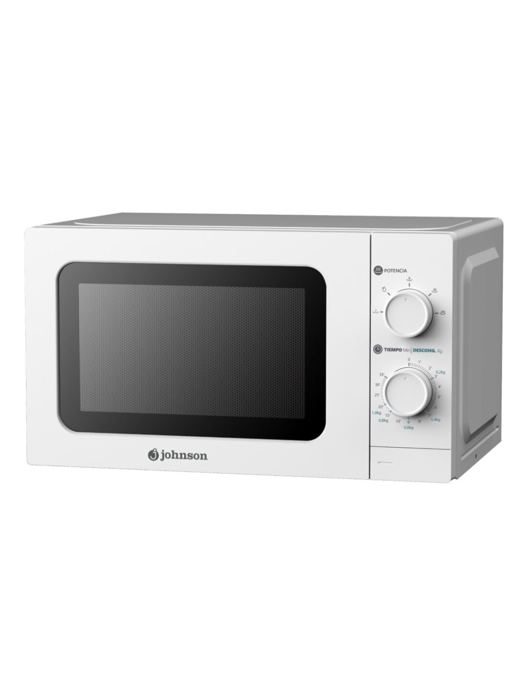 Microondas Johnson 20L Blanco – 700W, con función descongelación y temporizador