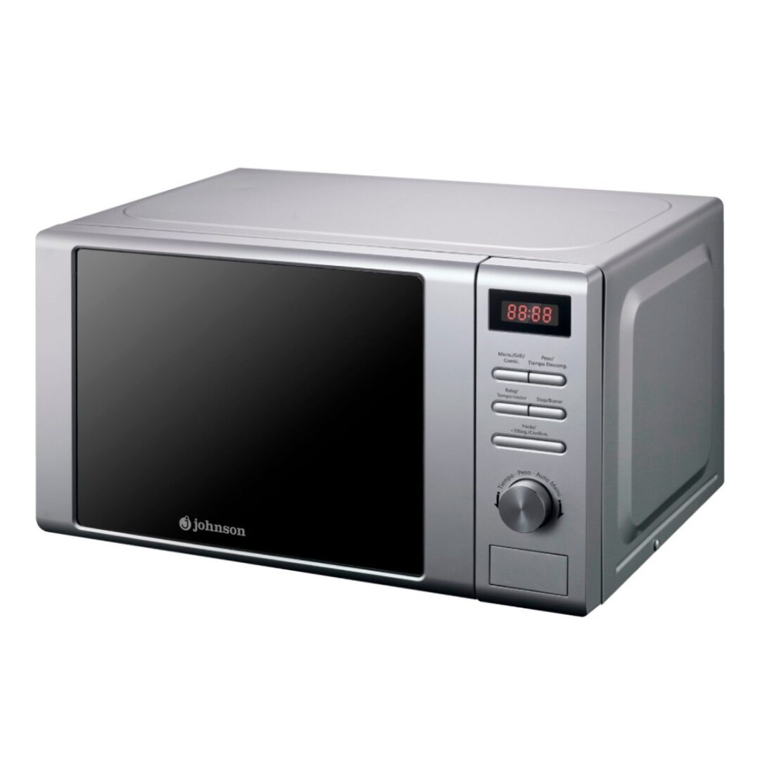 Microondas Johnson Inox 20L con Grill – Control electrónico, 700W + Grill 1000W, automenú y bloqueo infantil