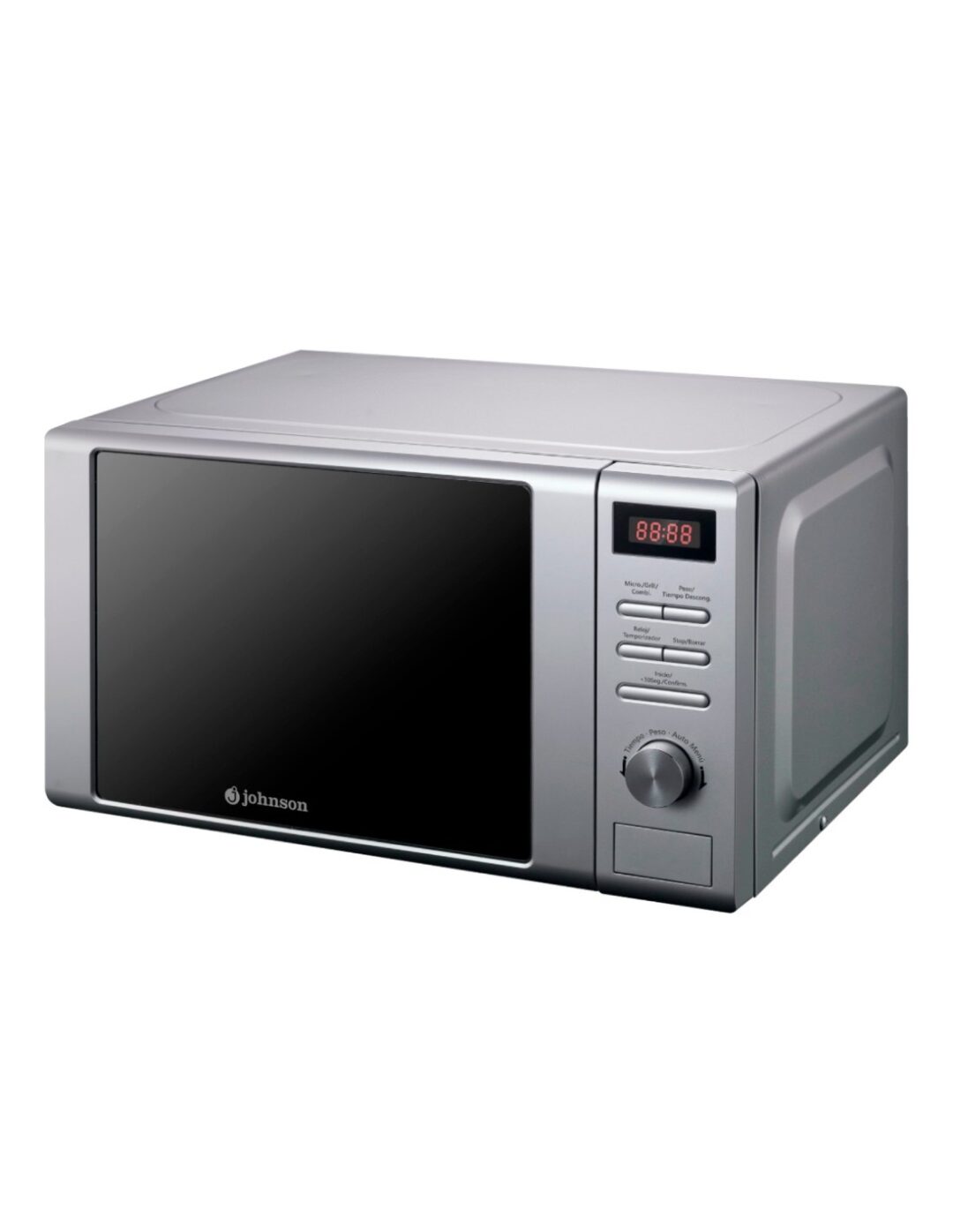 Microondas Johnson Inox 20L con Grill – Control electrónico, 700W + Grill 1000W, automenú y bloqueo infantil