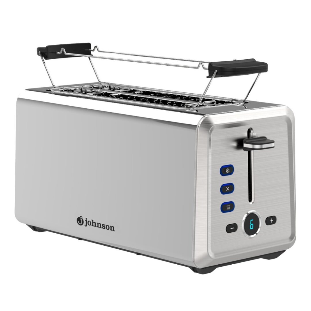 Tostadora Johnson Inox de 4 rebanadas – 1500W con pantalla LED