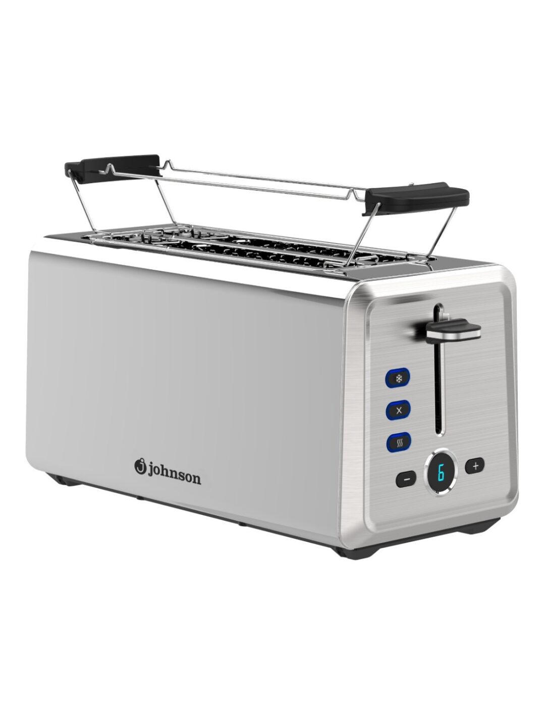 Tostadora Johnson Inox de 4 rebanadas – 1500W con pantalla LED