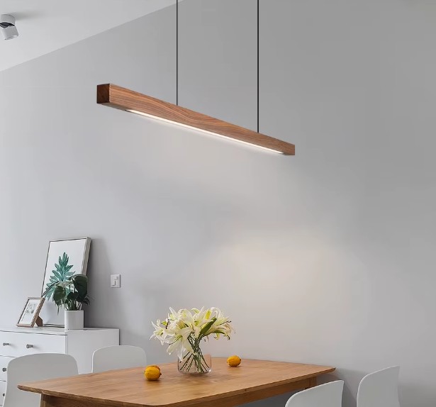 Lámpara Colgante de Madera Nórdica – LED Regulable con Control Remoto