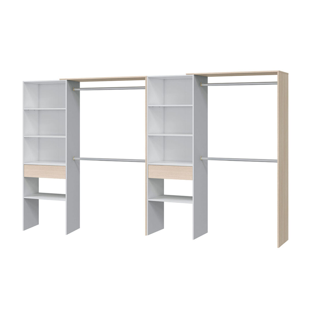Vestidor Hera Doble – Armario Abierto Modular con Cajones y Barras para Colgar - Imagen 2