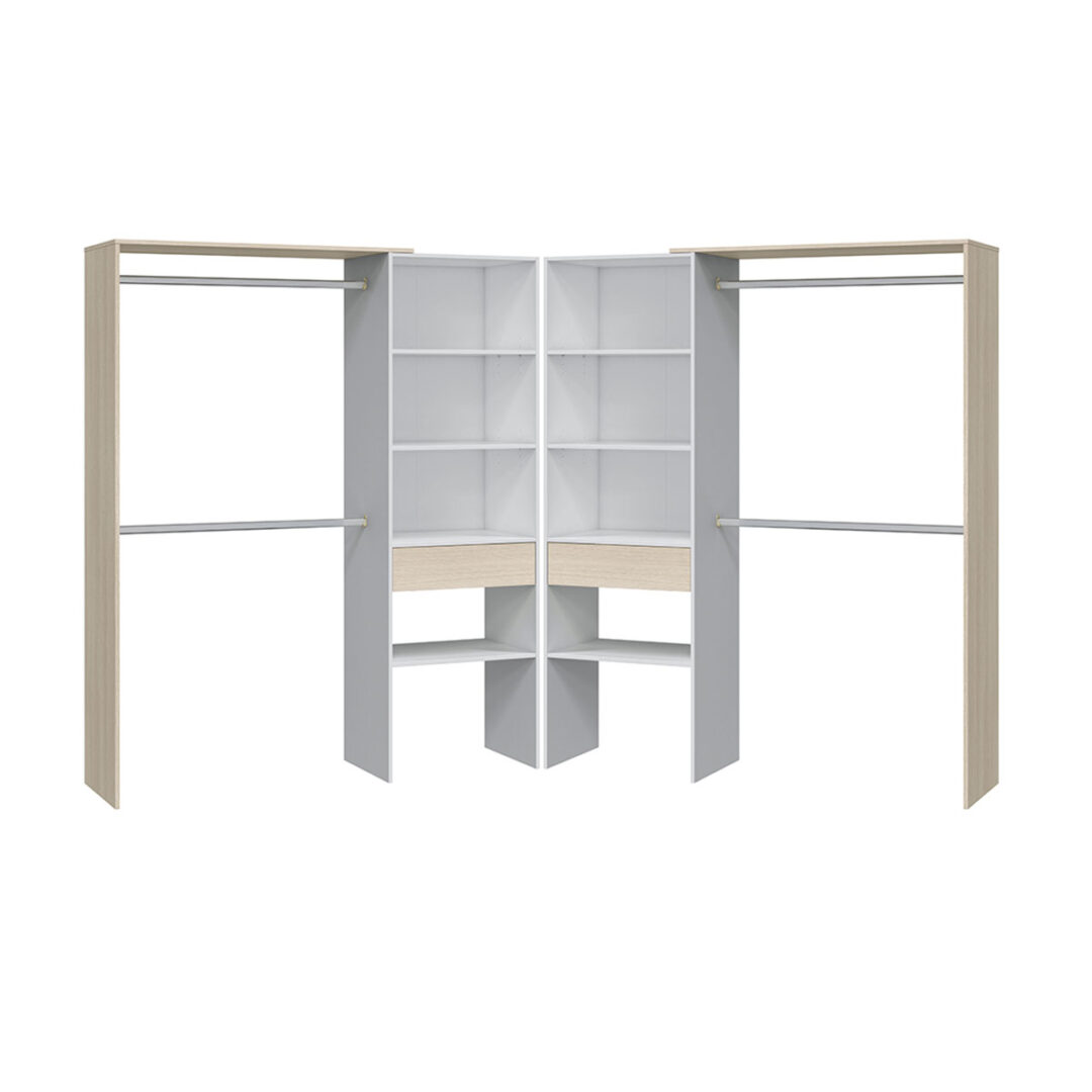 Vestidor Hera Doble – Armario Abierto Modular con Cajones y Barras para Colgar - Imagen 3