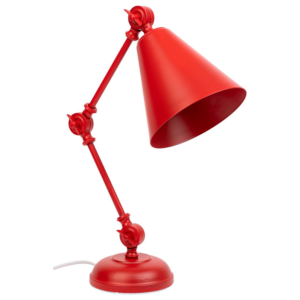 Lámpara de flexo de mesa de metal rojo