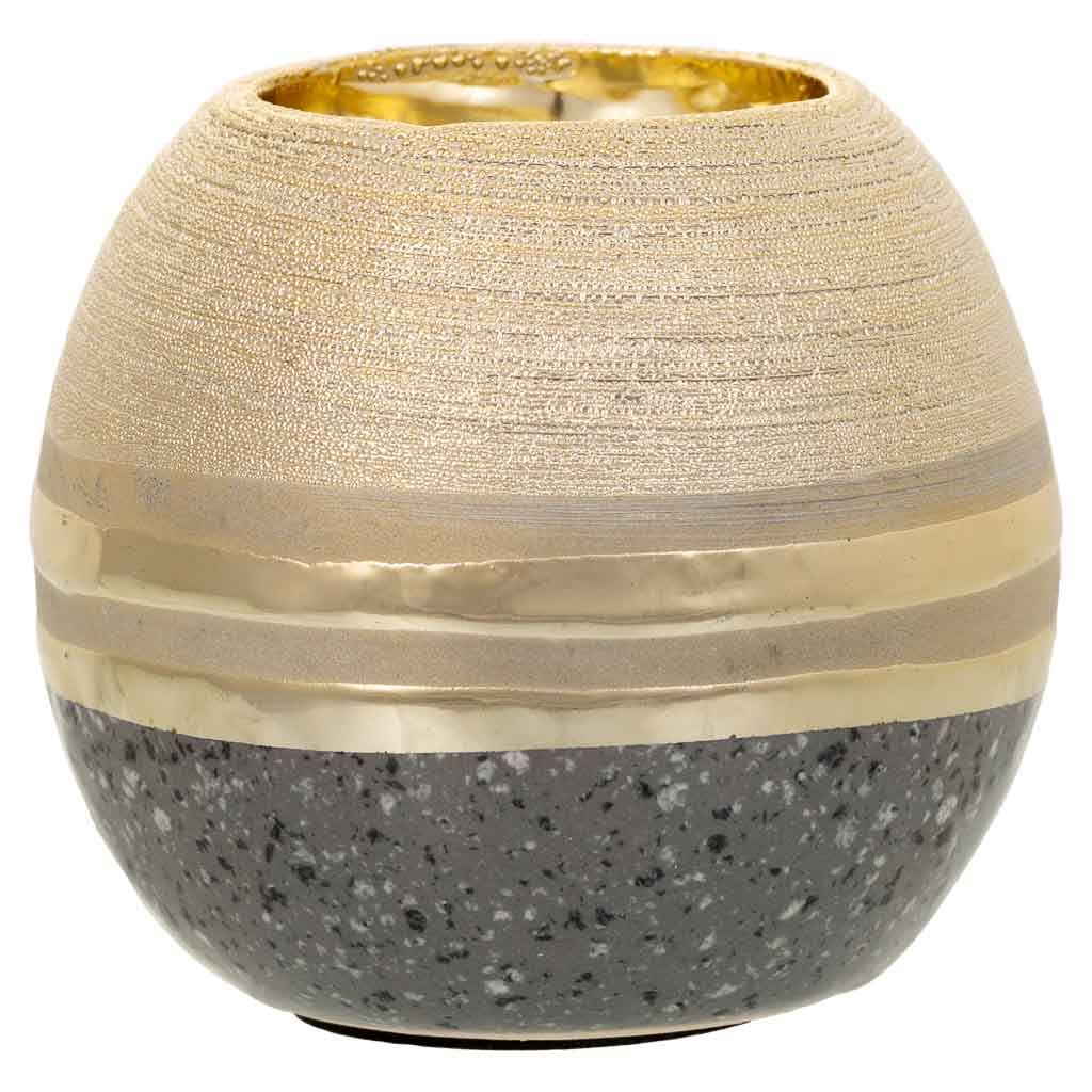 Porta velas de cerámica oro