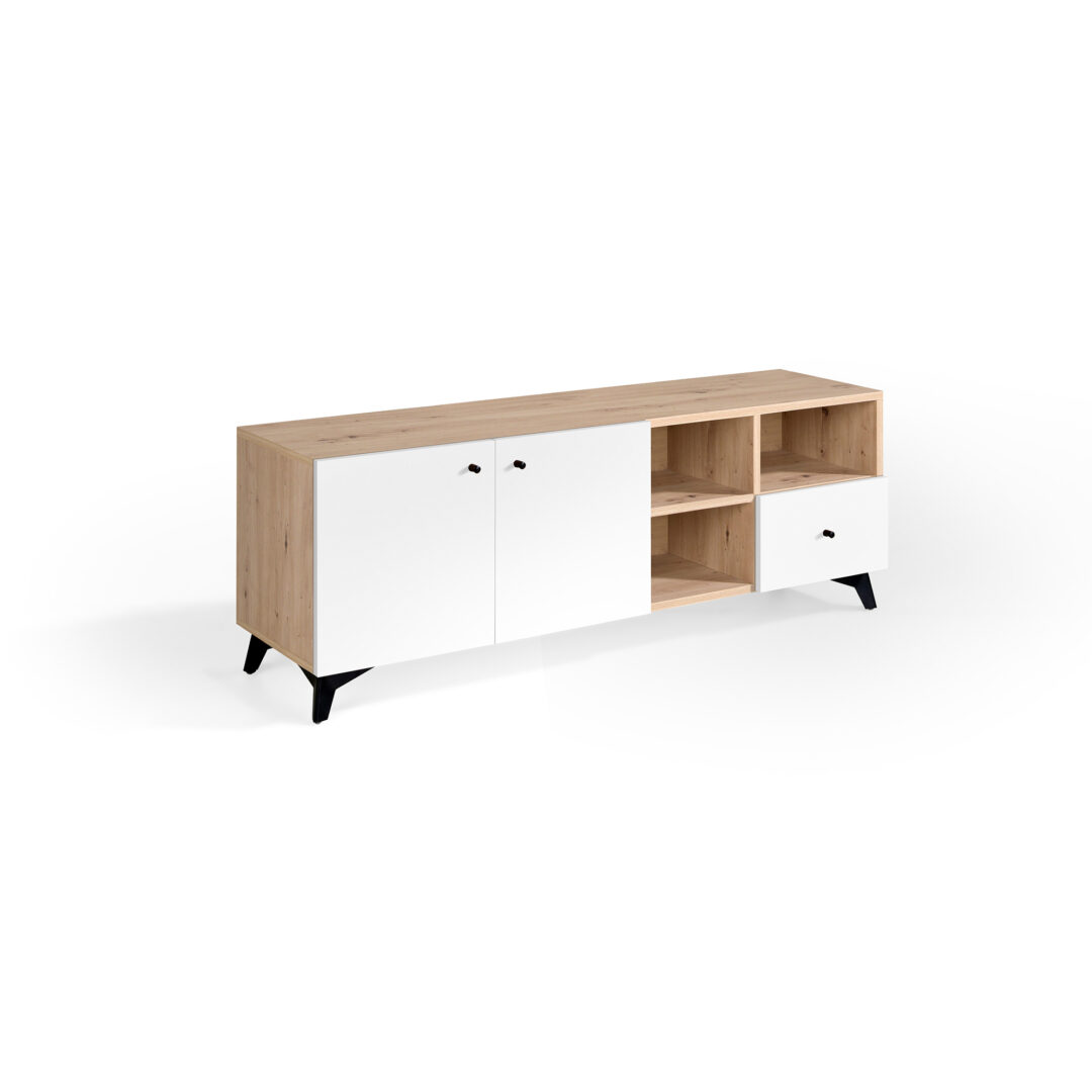 Mueble TV Arenales – Roble Amazonas y blanco polar