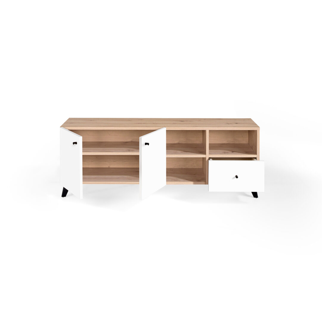 Mueble TV Arenales – Roble Amazonas y blanco polar - Imagen 3