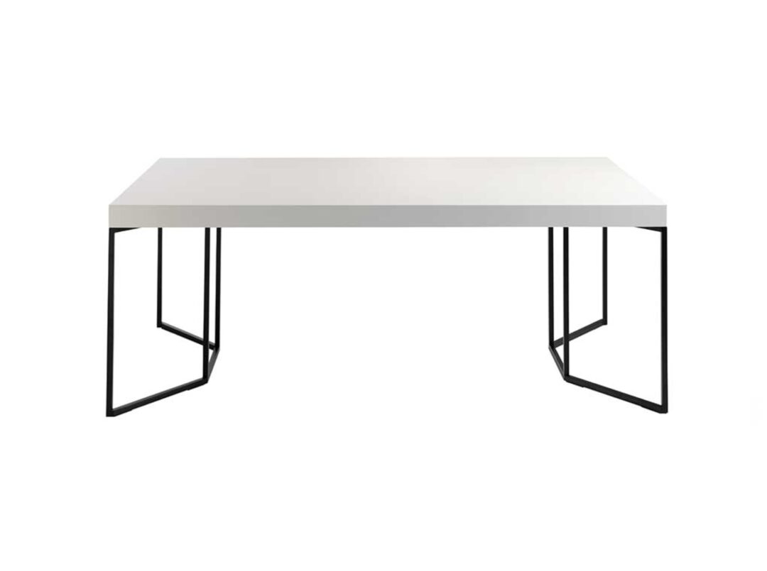 Mesa fija rectangular 200x95 cm blanco brillo