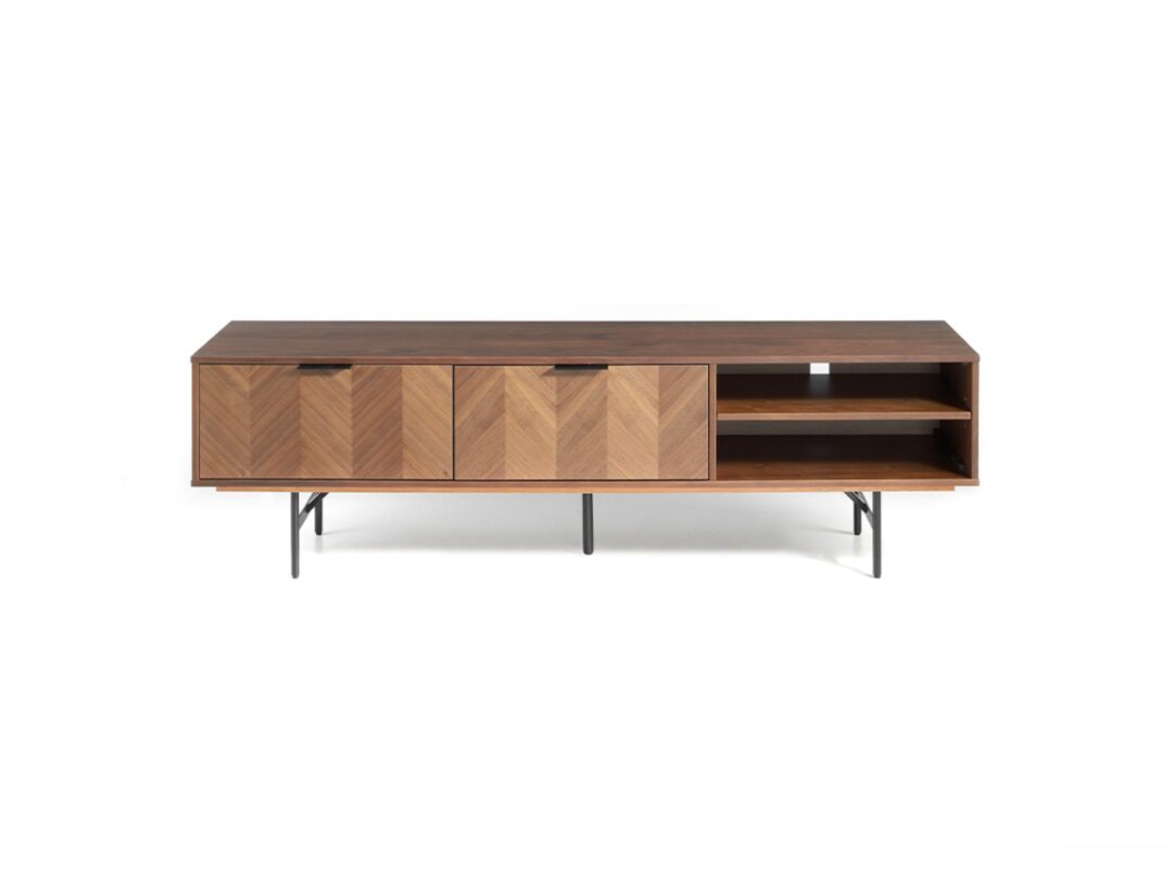 Módulo TV 180 cm – Gris taupe y nogal en espiga