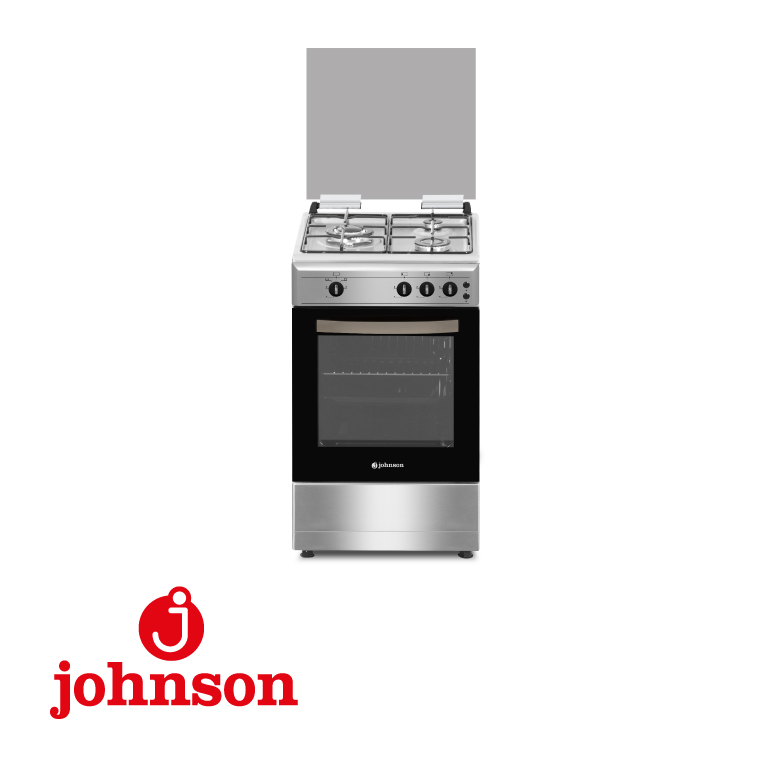 COCINA DE GAS JOHNSON 50CM 3 FUEGOS SAFE SHUT+ HORNO BUTANO IINOX