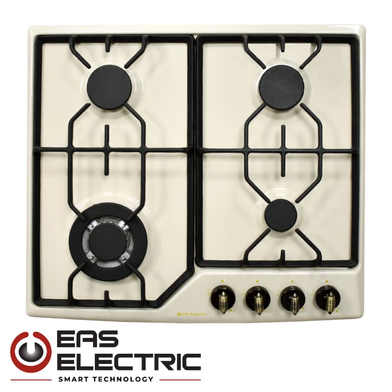 ENCIMERA GAS RÚSTICA CREMA EAS ELECTRIC 4 FUEGOS TRIPLE ANILLO PARILLAS DE FUNDI