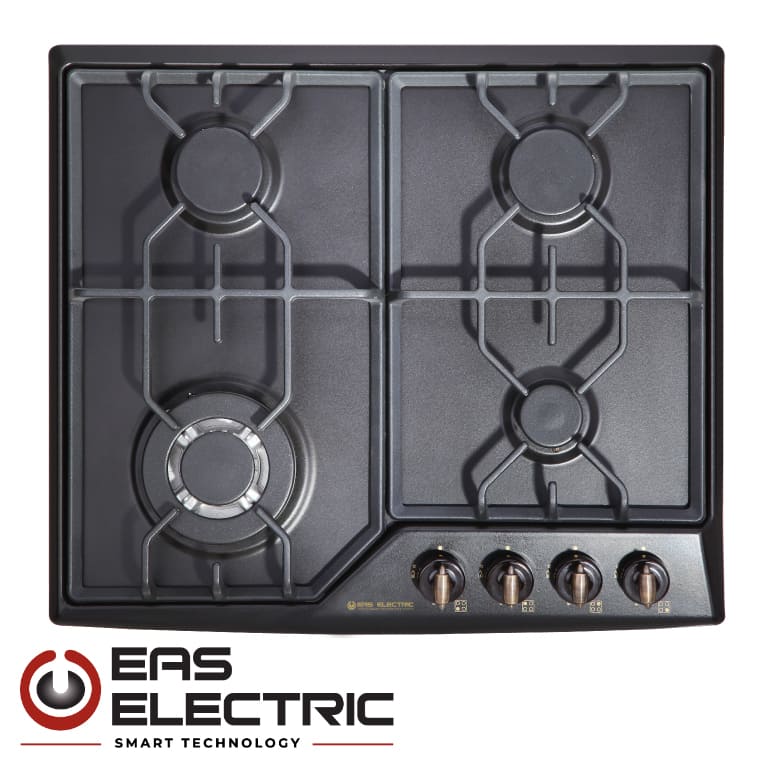 ENCIMERA GAS RÚSTICA NEGRA EAS ELECTRIC 4 FUEGOS TRIPLE ANILLO PARILLAS DE FUNDI