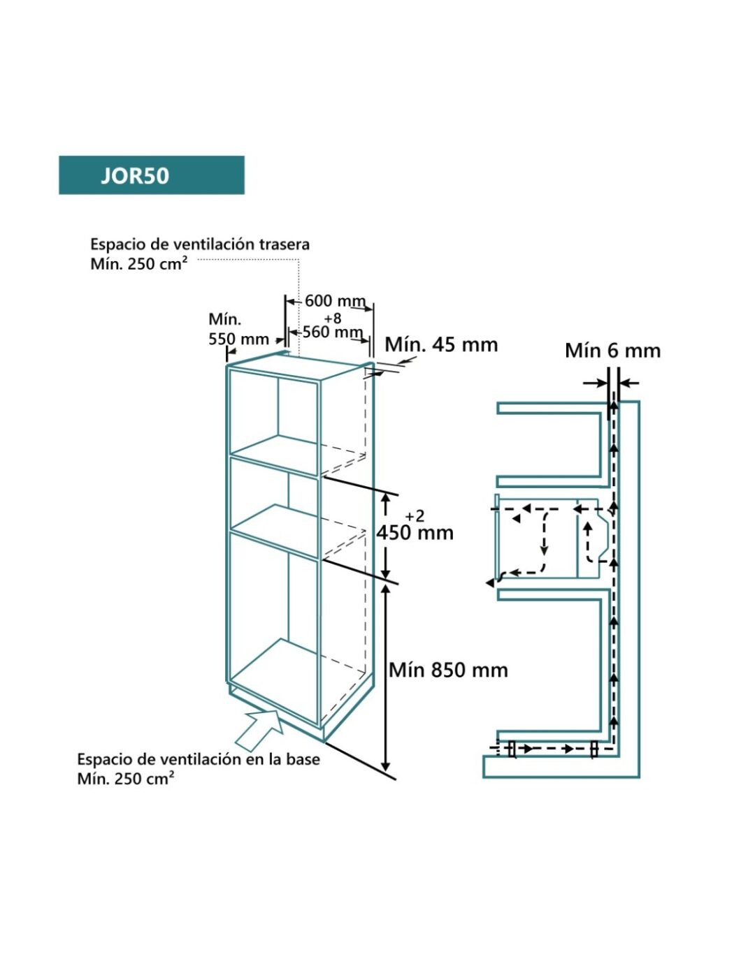 HORNO JOHNSON 45CM 50L 11 FUNCIONES DIGITAL CRISTAL NEGRO - Imagen 2