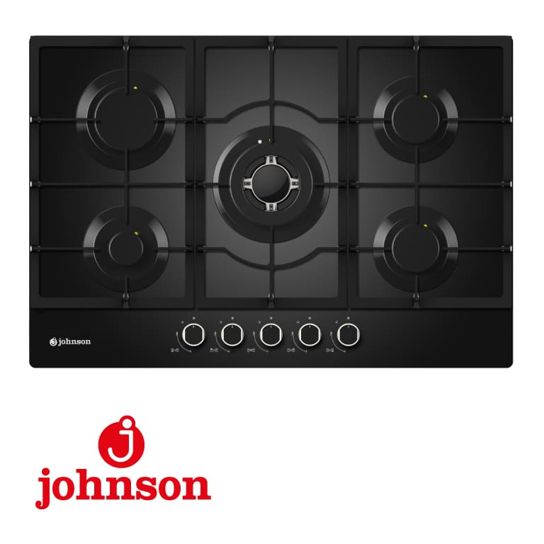 ENCIMERA CRISTALGAS JOHNSON 5 FUEGOS 75CM NEGRA