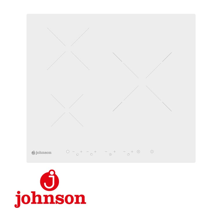 PLACA INDUCCION 7400W JOHNSON 3 ZONAS 280MM. CONTROL DESLIZANTE CRISTAL BLANCO
