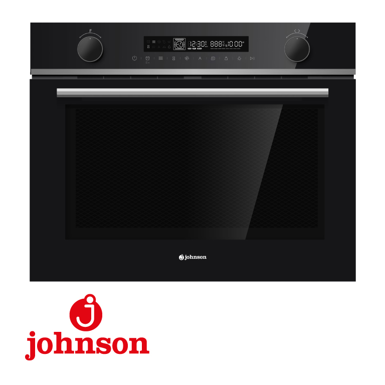 HORNO CON MICROONDAS JOHNSON 45cm DIGITAL CRISTAL NEGRO