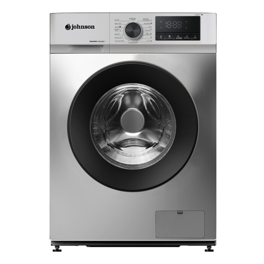 LAVADORA JOHNSON CF 8KG 1400RPM CLASE A -10% INVERTER DISPLAY INOX