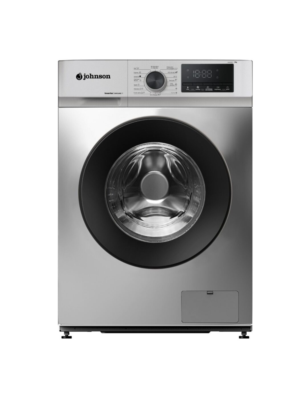 LAVADORA JOHNSON CF 8KG 1400RPM CLASE A -10% INVERTER DISPLAY INOX