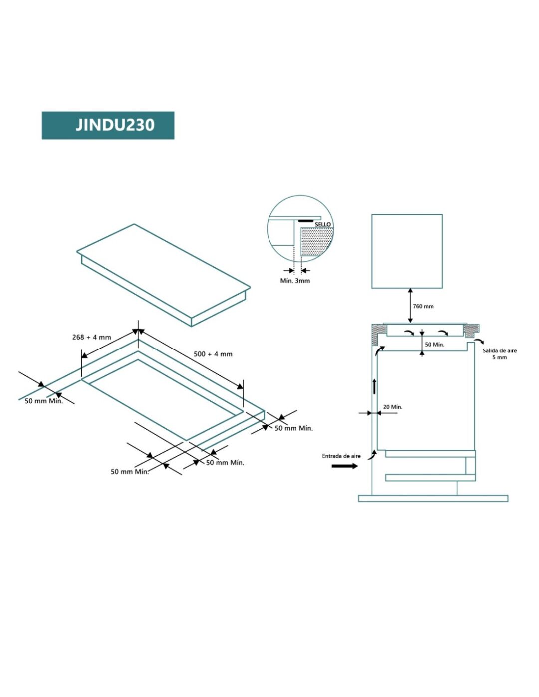 PLACA INDUCCION JOHNSON 30CM 2 ZONAS CONTROL TACTIL - Imagen 2