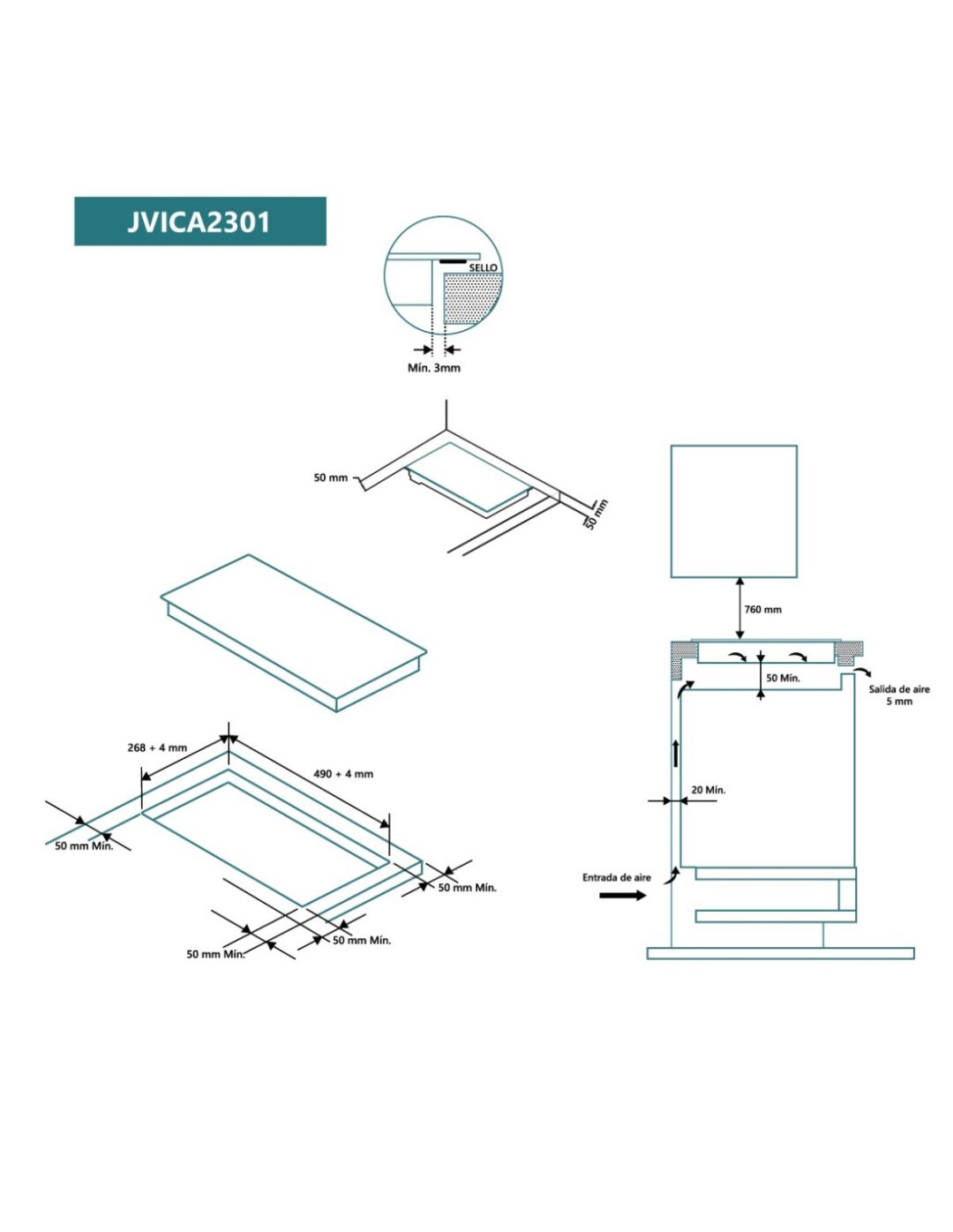 PLACA VITROCERAMICA JOHNSON 30CM 2 ZONAS CONTROL TACTIL - Imagen 2