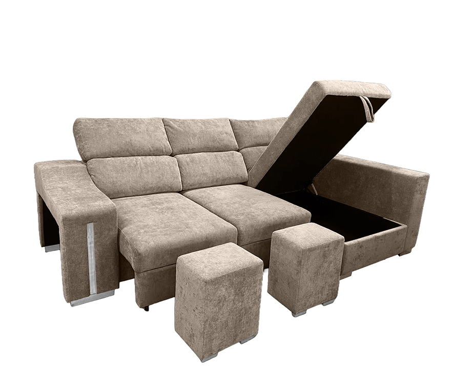 Sofá Chaise Longue Cama Menua Beige - Imagen 4